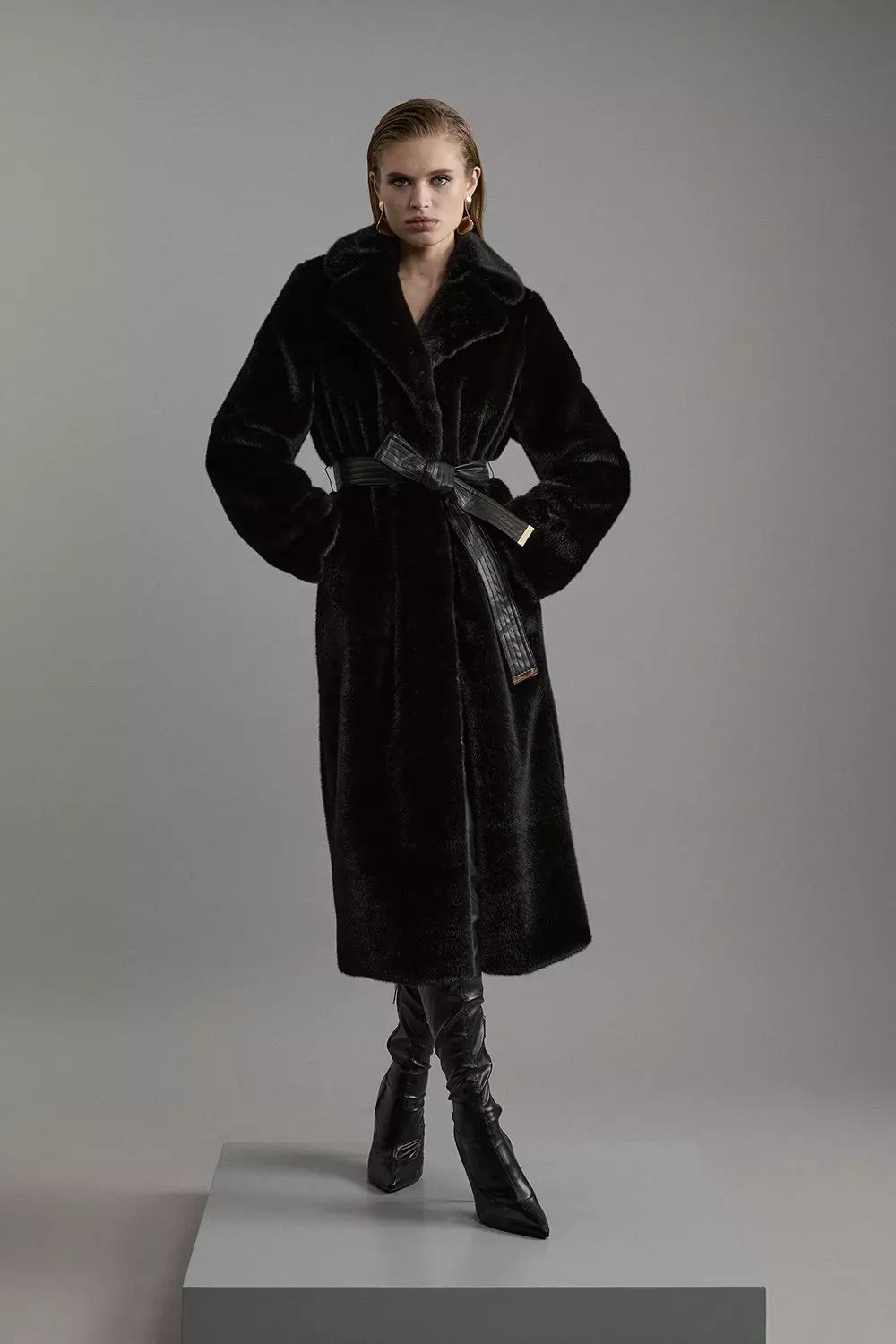 Faux Fur Longline Coat Karen Millen