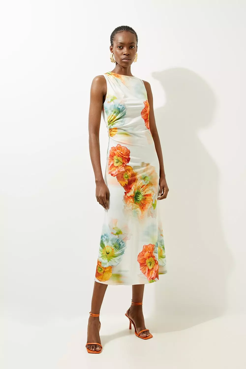 Abstract Floral Printed Jersey Crepe Maxi Dress Karen Millen