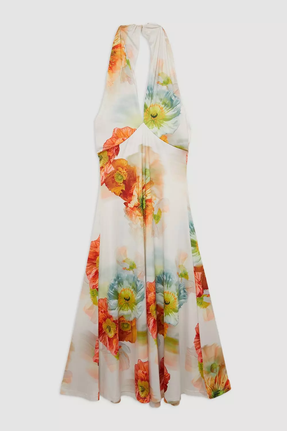 Petite Abstract Floral Printed Jersey Crepe Twist Neckline
