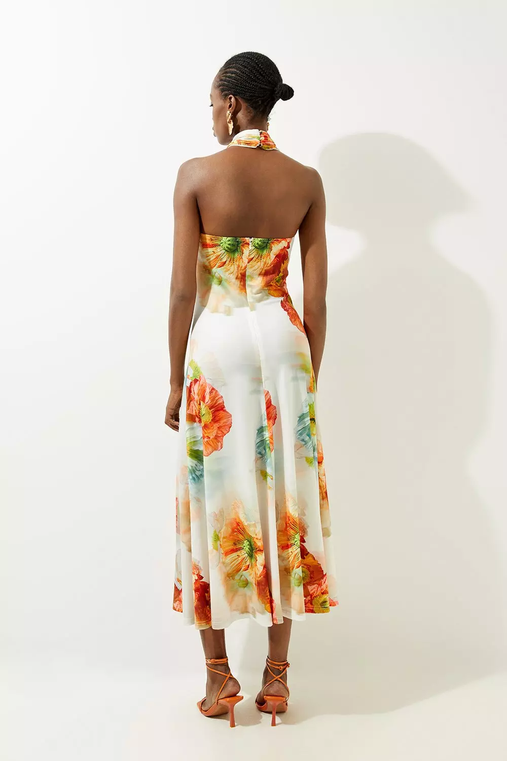 Petite Abstract Floral Printed Jersey Crepe Twist Neckline