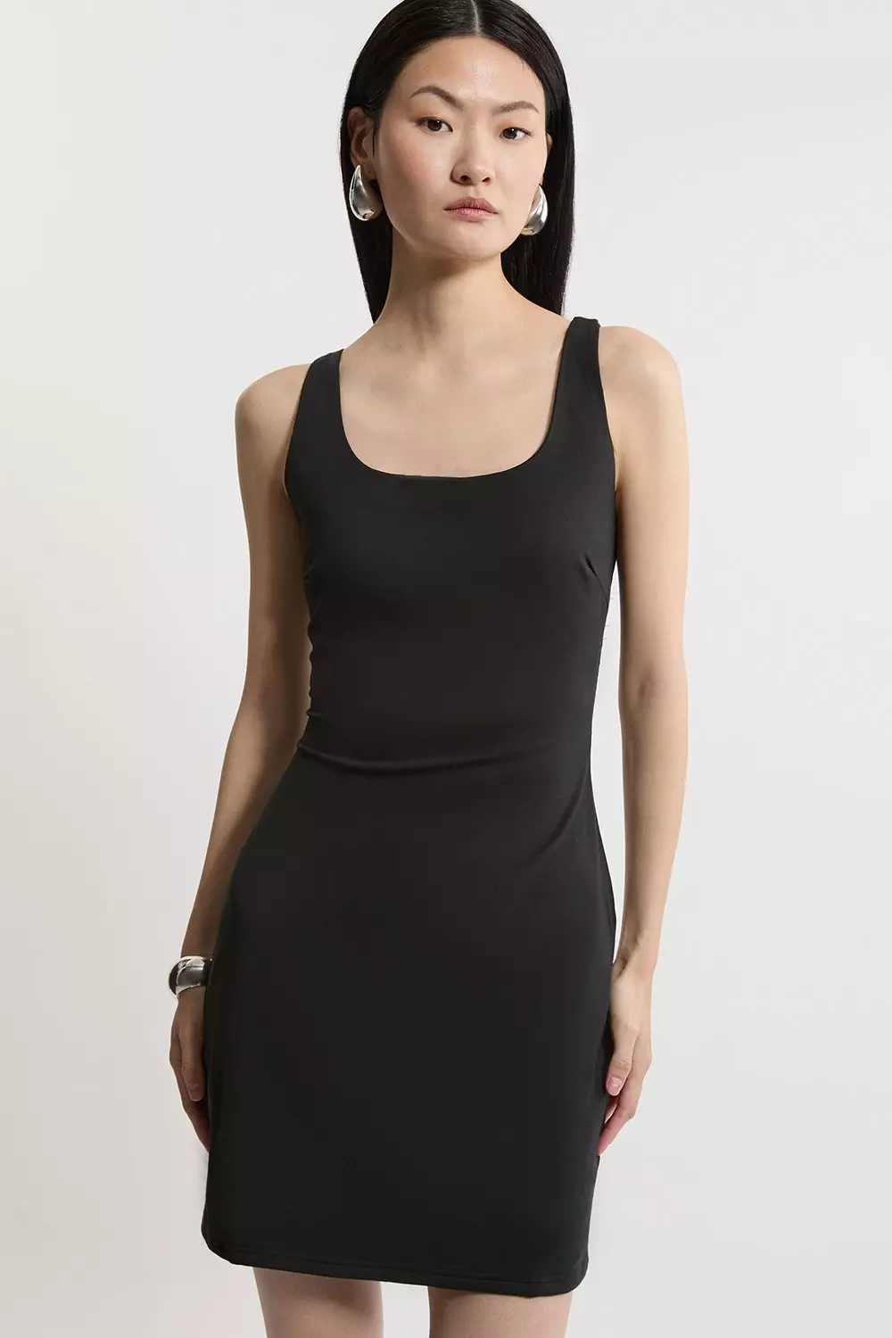 Stretch Cotton Jersey Strappy Mini Dress Karen Millen