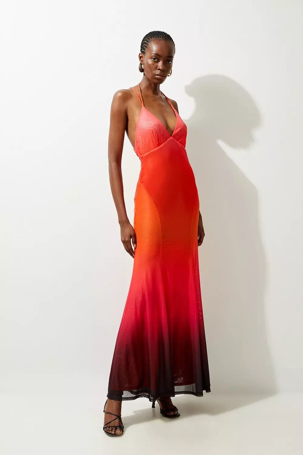 Pink Sunset Printed Mesh Jersey Strappy Maxi Dress alternative image