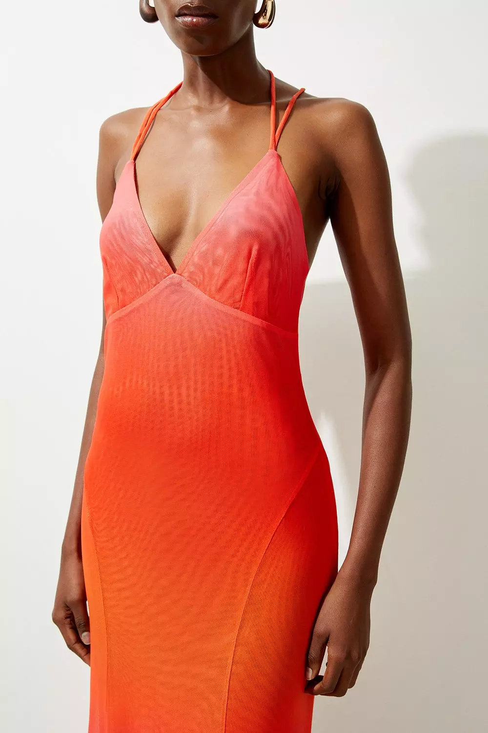 Pink Sunset Printed Mesh Jersey Strappy Maxi Dress alternative image