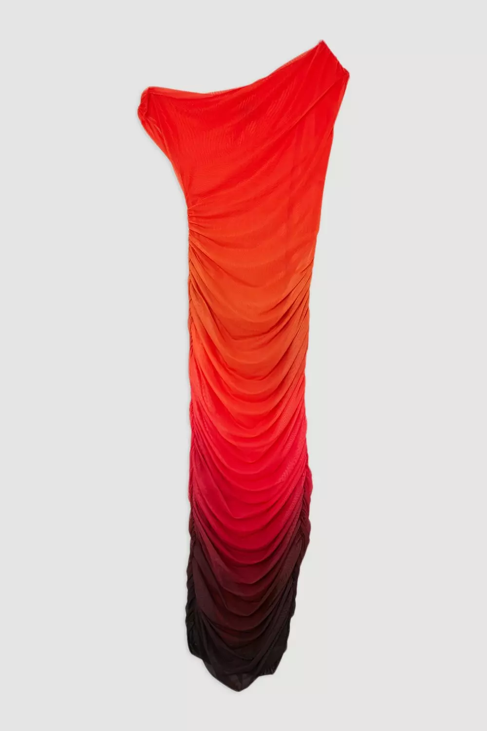 Sunset Printed Mesh Jersey One Shoulder Midi Dress | Karen