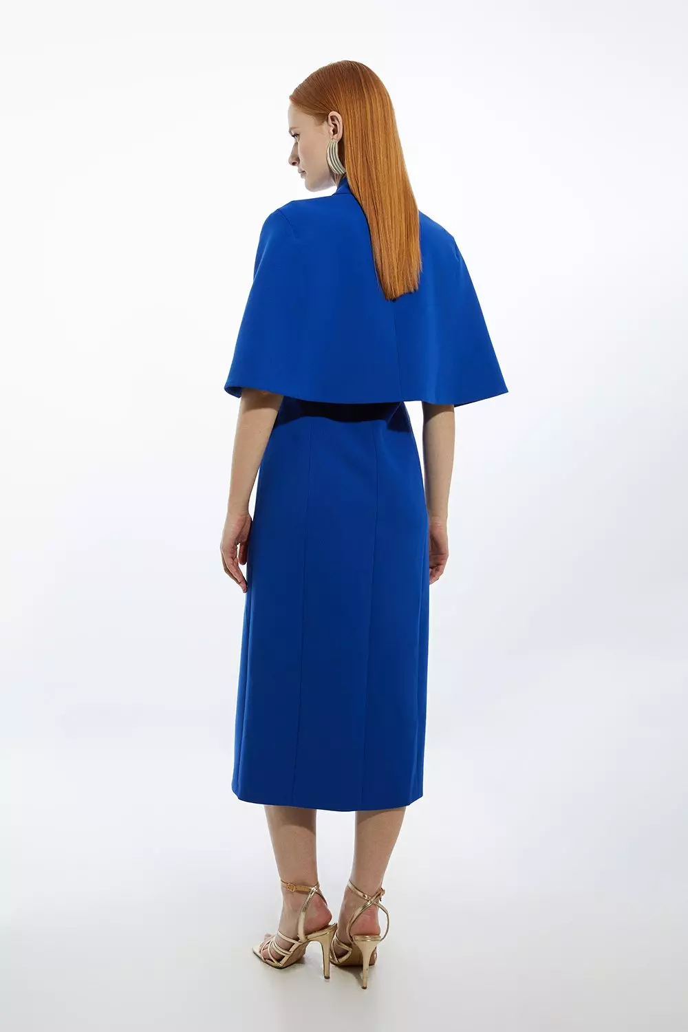【KAREN MILLEN】タキシード ケープ ミディ ブレザー ドレス Clean Tailored Tuxedo Cape Sleeve Midi Blazer Dress | Karen