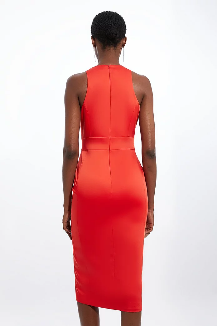 Tailored Satin Bow Detail Midaxi Dress | Karen Millen Tailored Satin Bow Detail Midaxi Dress | Karen Millen