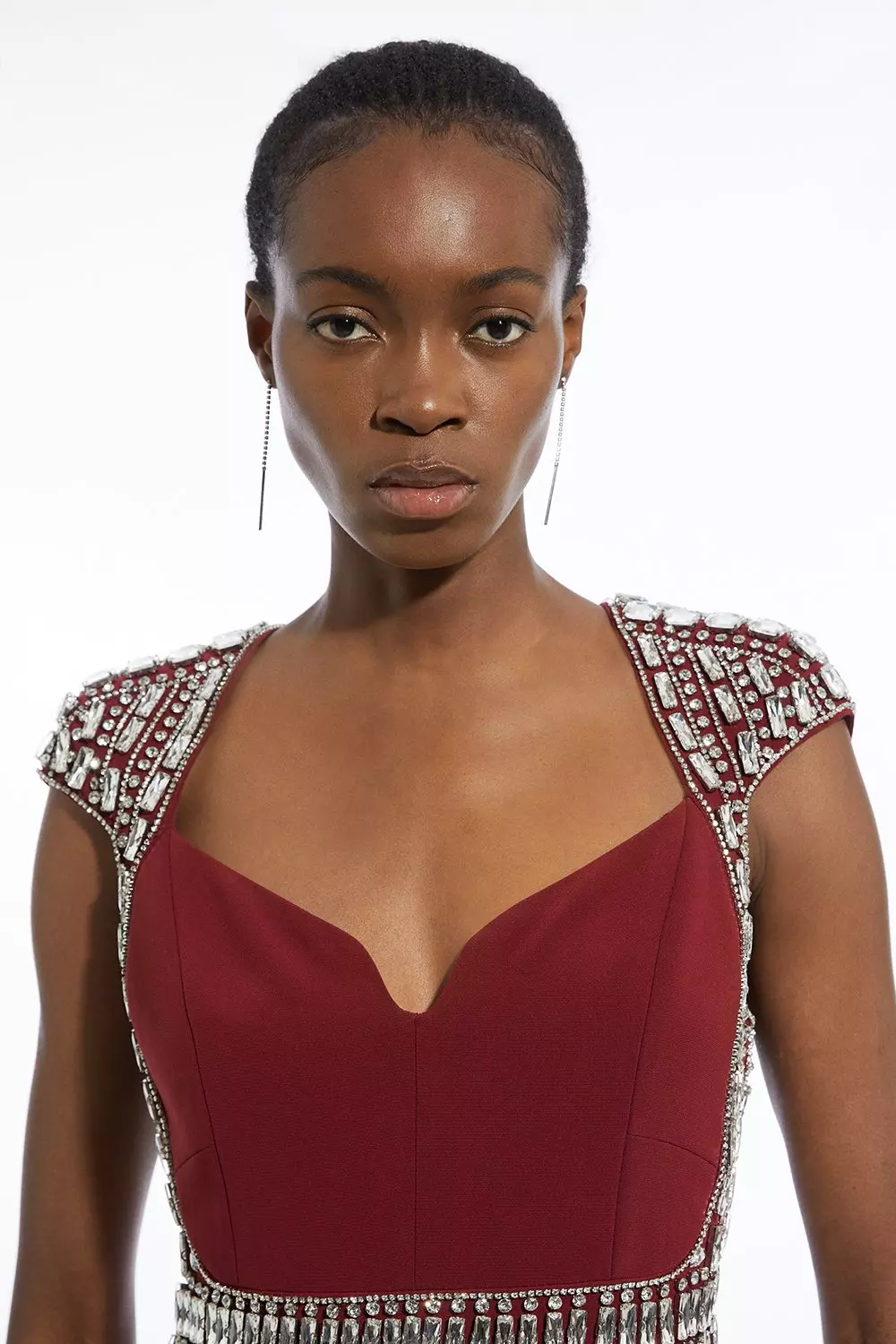 Crystal Embellished Detail Midi Dress | Karen Millen