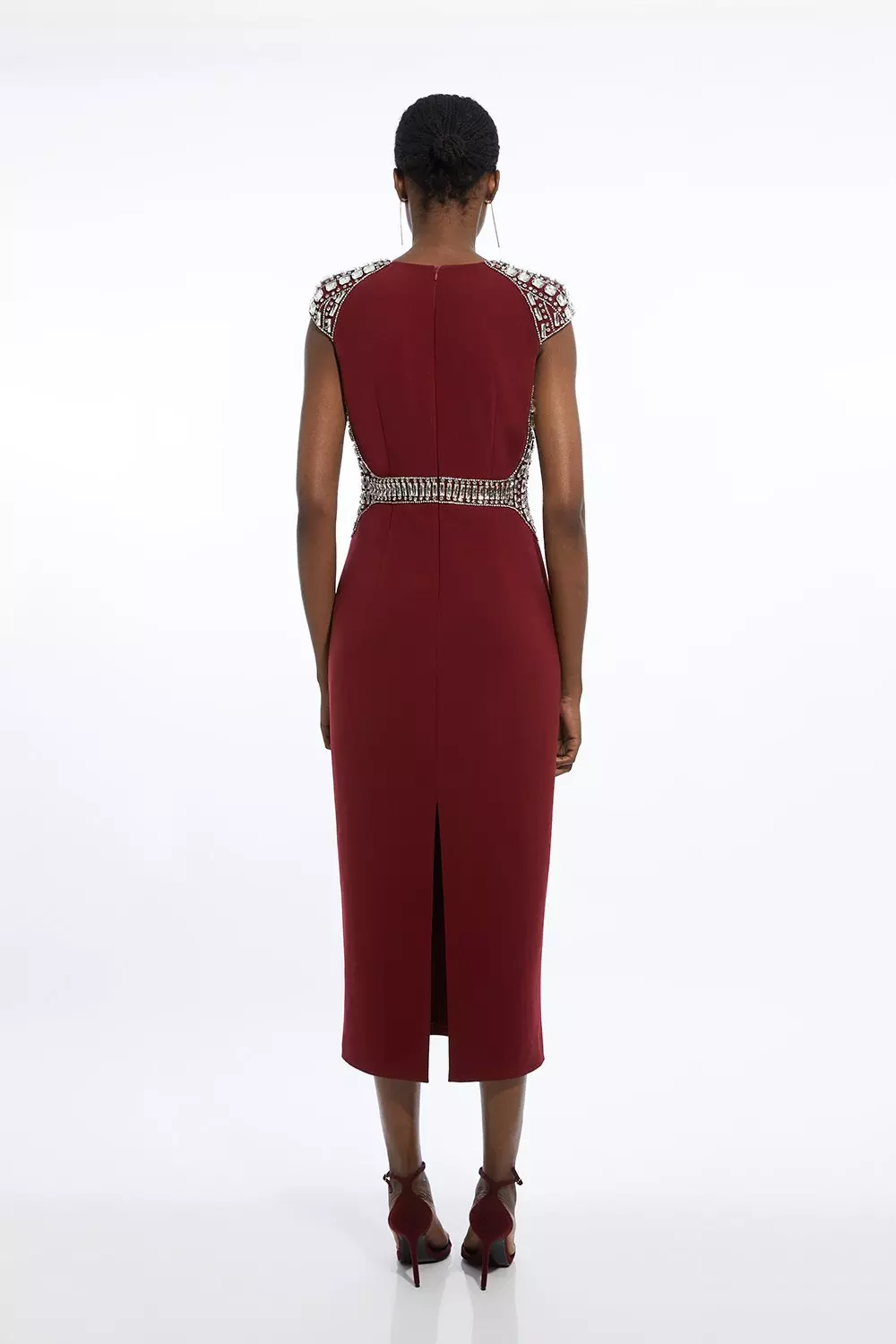 Crystal Embellished Detail Midi Dress | Karen Millen