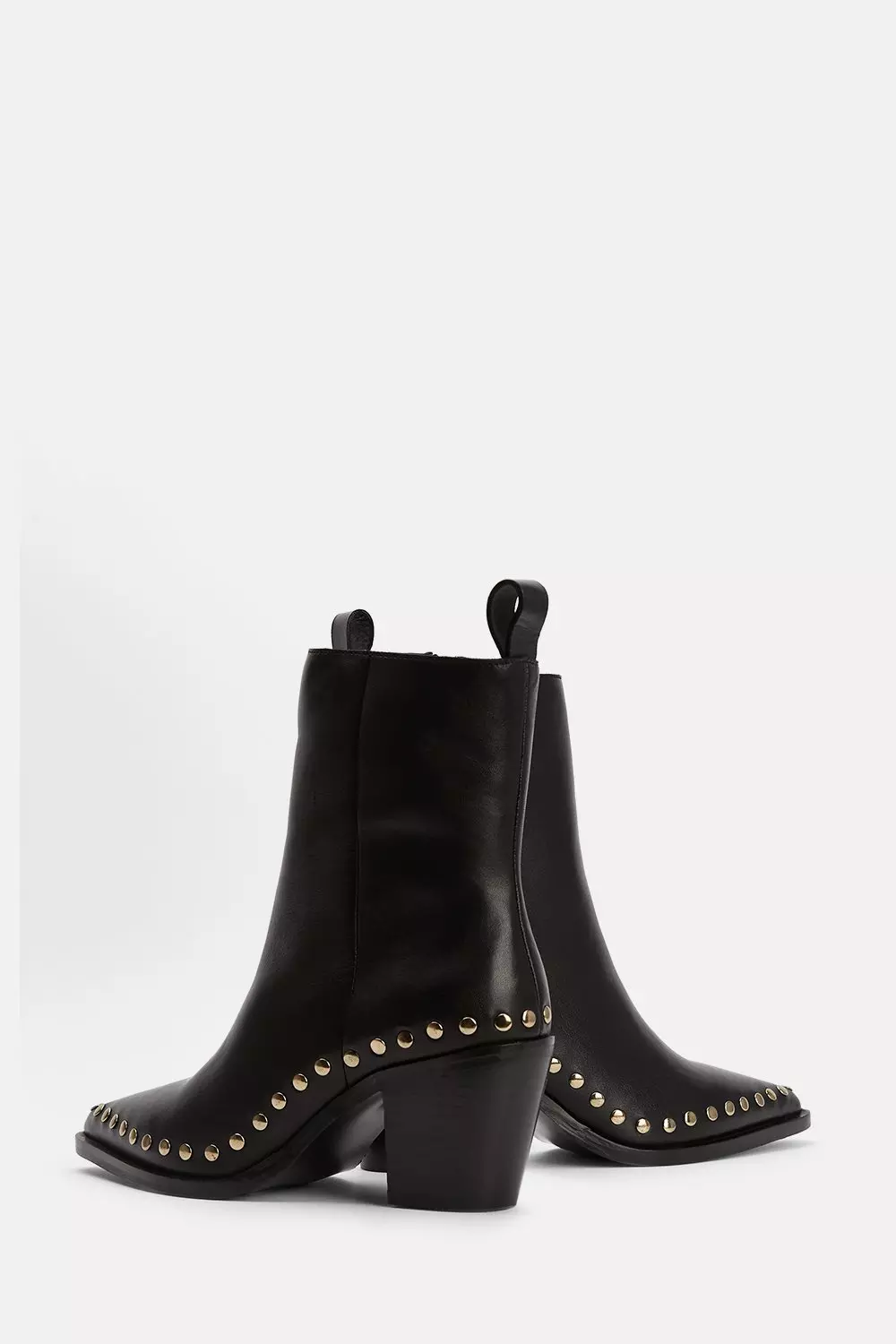 Leather Block Heel Stud Ankle Boot Karen Millen