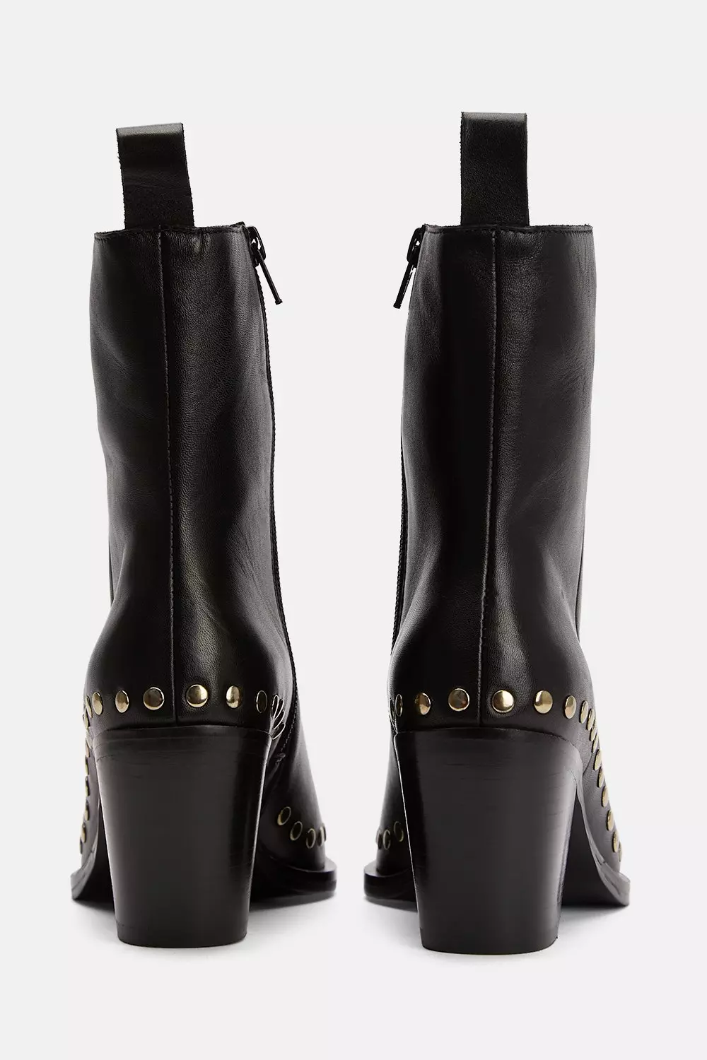 Leather Block Heel Stud Ankle Boot Karen Millen