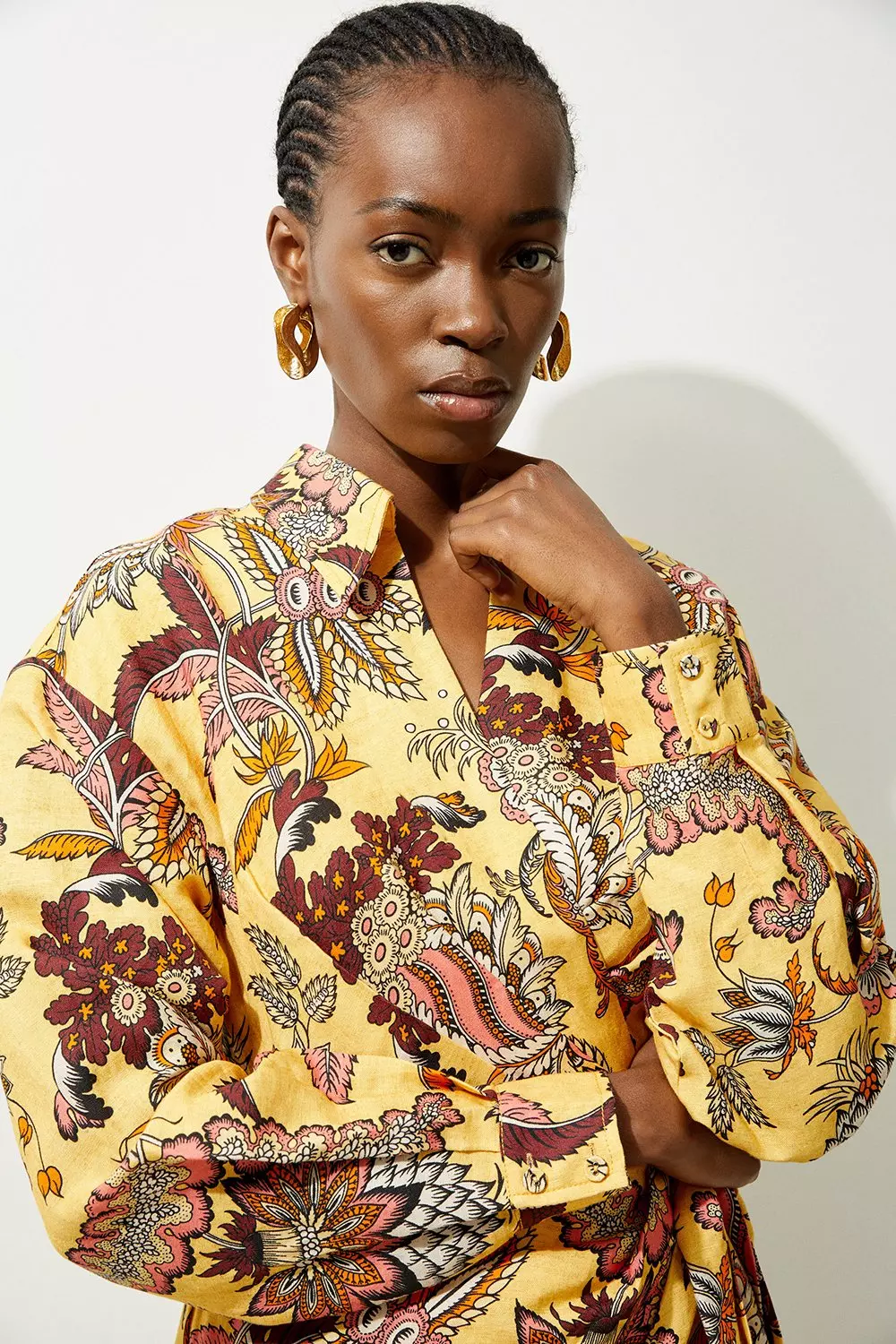Viscose Linen Woven Shirt Midi Dress | Karen Millen