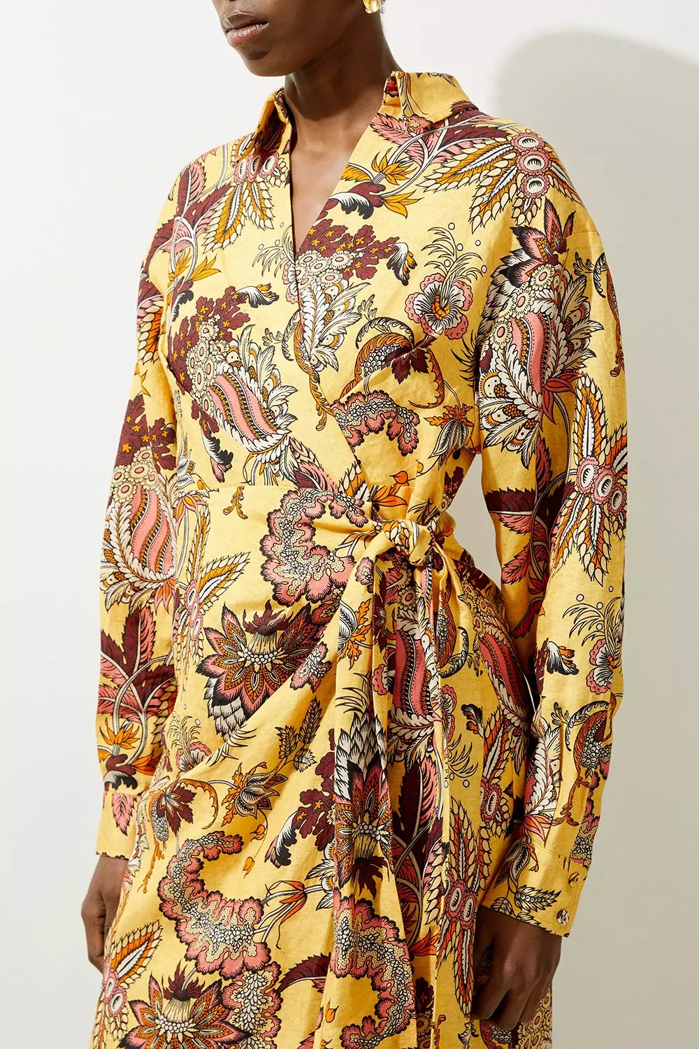 【KAREN MILLEN】ビスコース リネンウーブンシャツドレス Viscose Linen Woven Belted Shirt Dress | Karen Millen