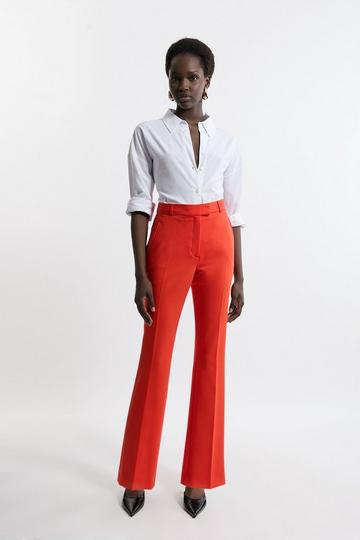 Red Tailored Flare Slim Leg Trousers