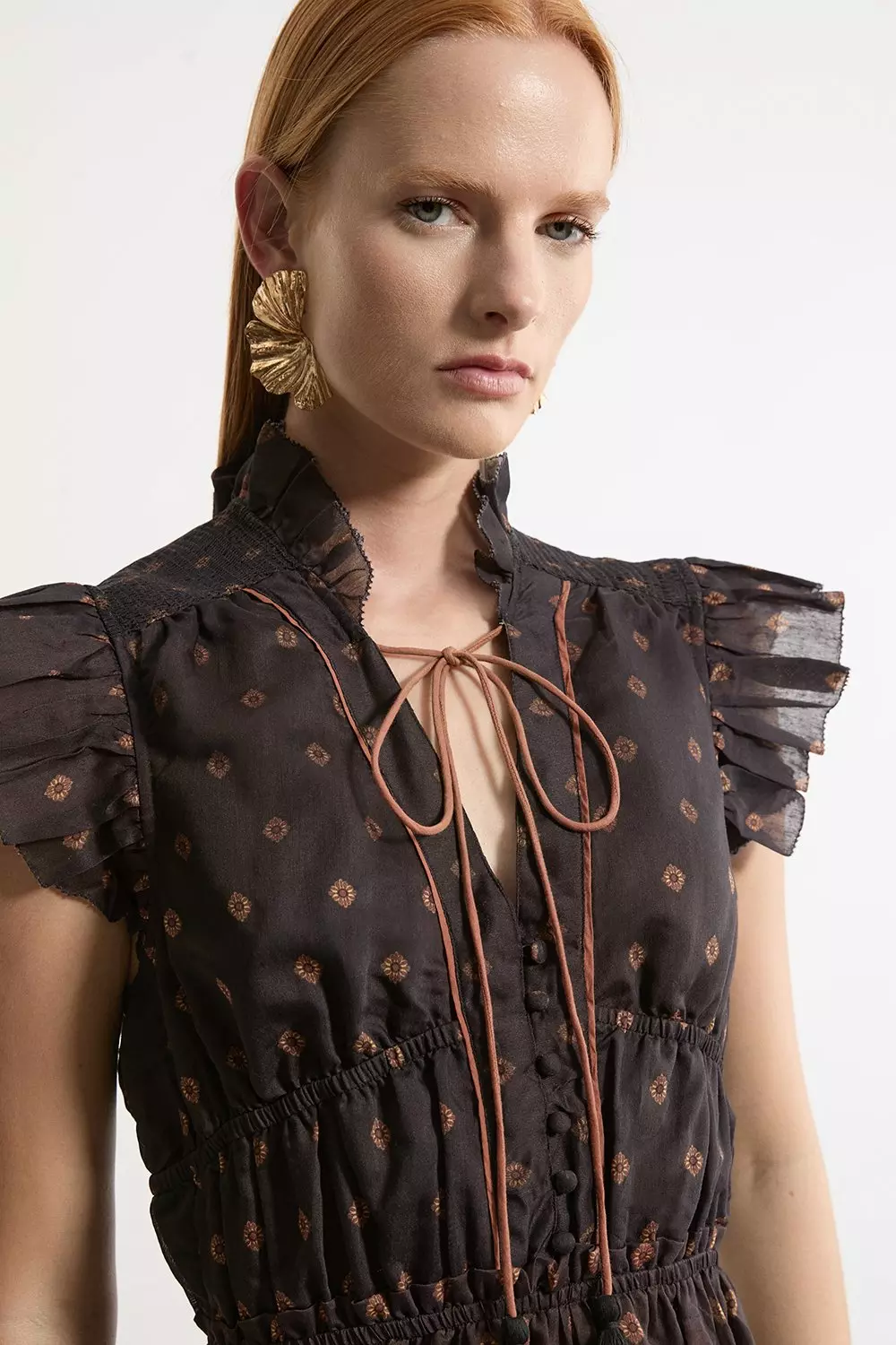 Desert yellow Printed Paisley Print Cotton Woven Maxi Dress alternative image