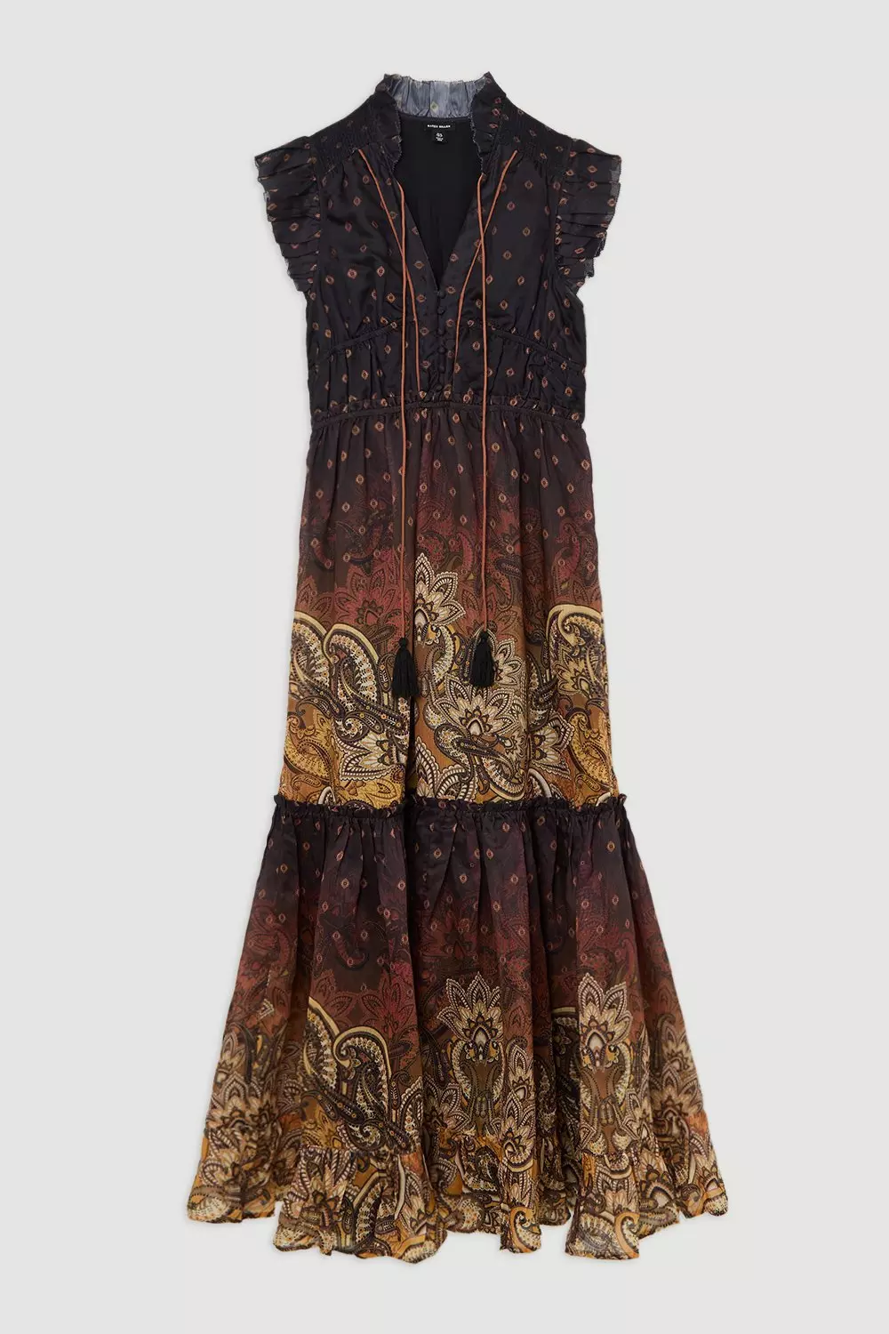 Desert yellow Printed Paisley Print Cotton Woven Maxi Dress alternative image