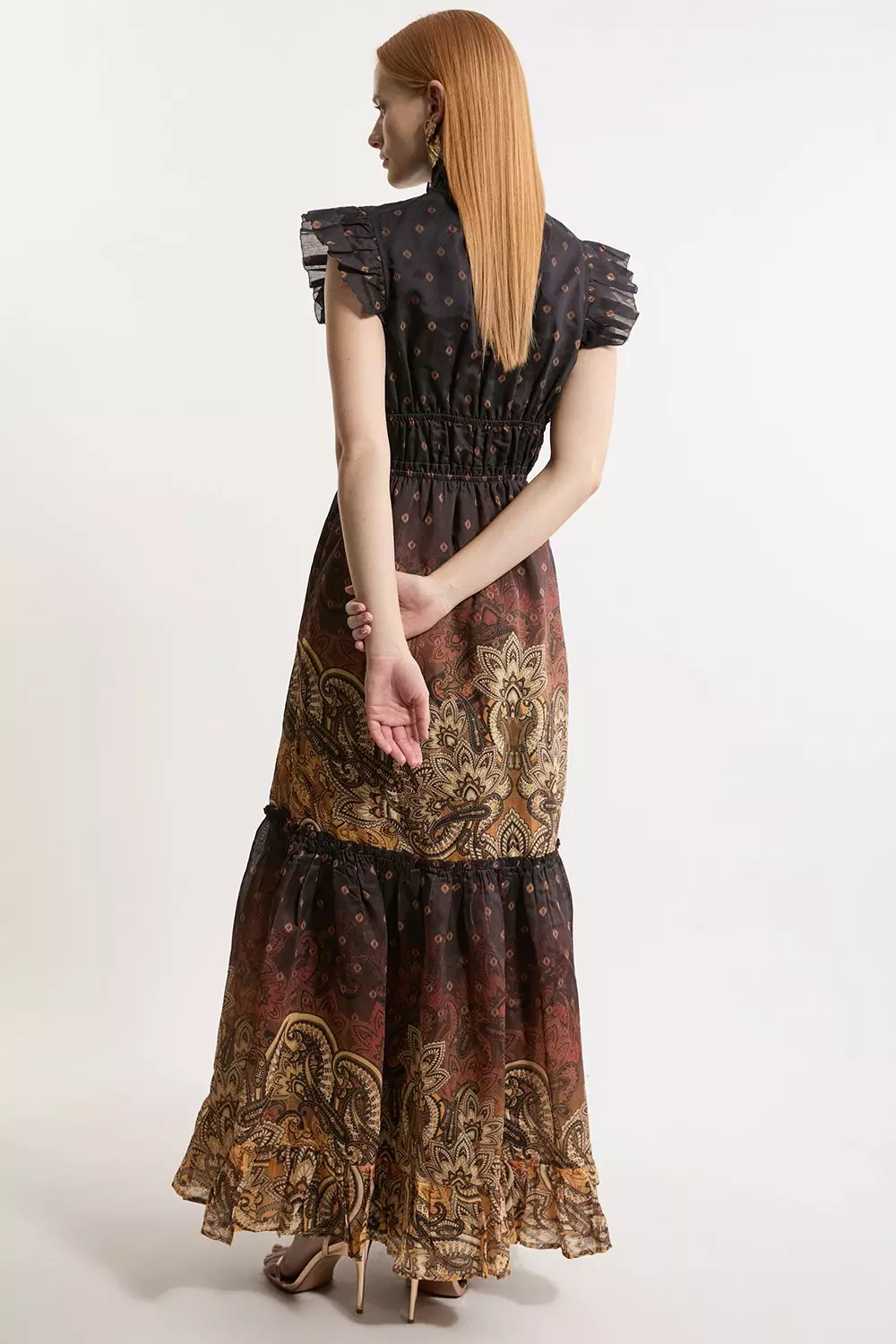 Desert yellow Printed Paisley Print Cotton Woven Maxi Dress alternative image