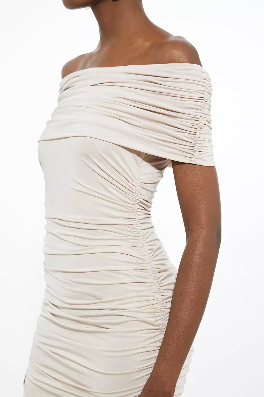 【Karen Millen 】スリンキー バルドー オフショルダー ドレス Drapey Slinky Jersey Off The Shoulder Maxi Dress | Karen Millen