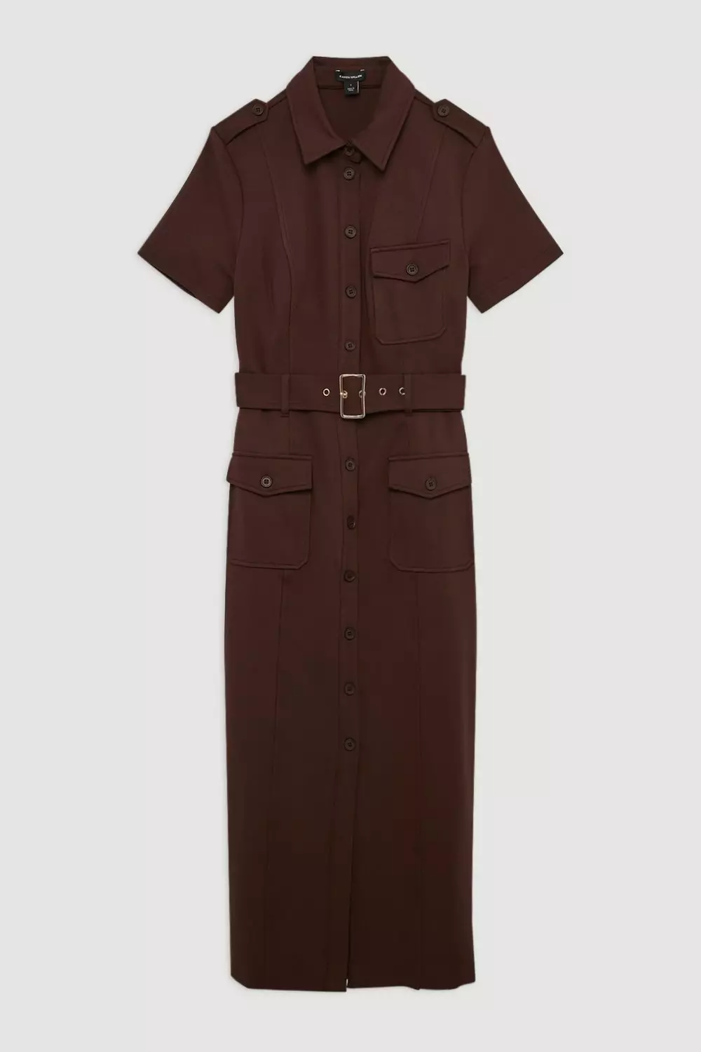 Petite Pocket Detail Ponte Jersey Short Sleeve Midi Dress