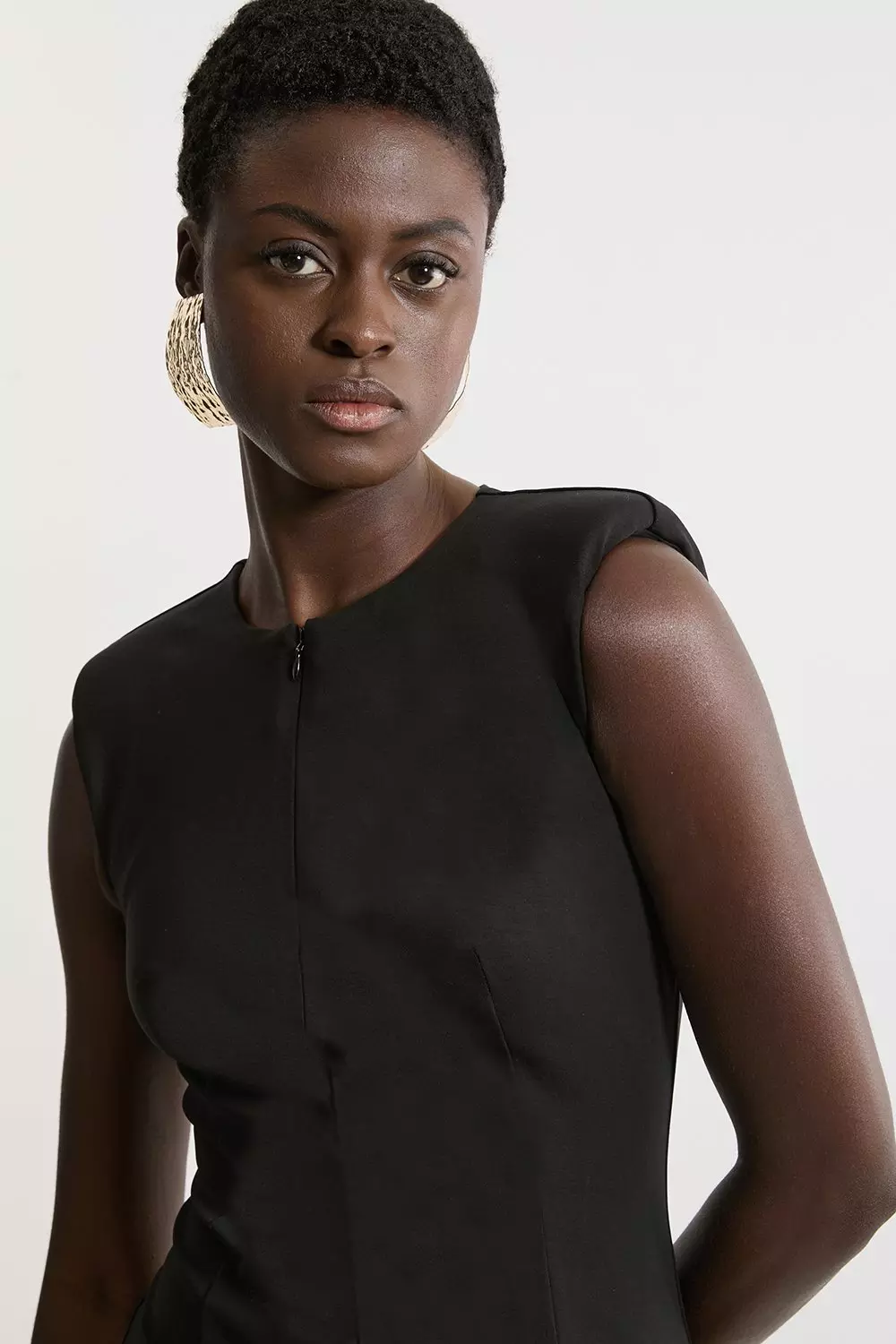 Black Dart Detail Luxe Ponte Jersey Midi Dress  alternative image