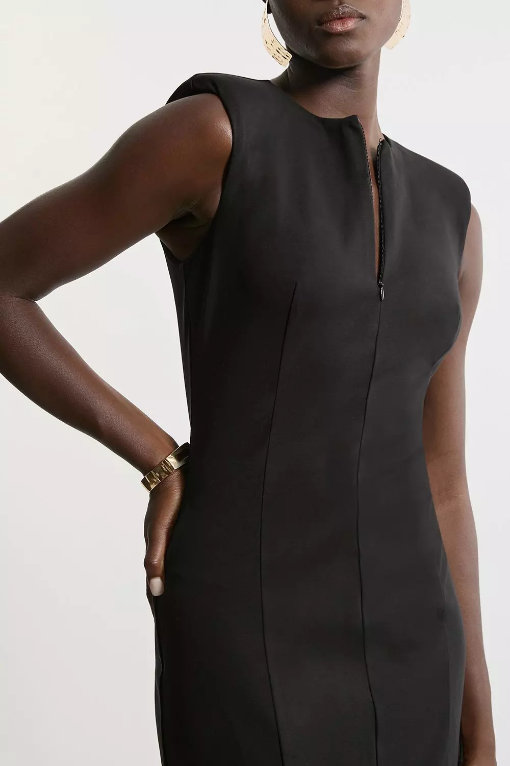 Black Dart Detail Luxe Ponte Jersey Midi Dress  alternative image