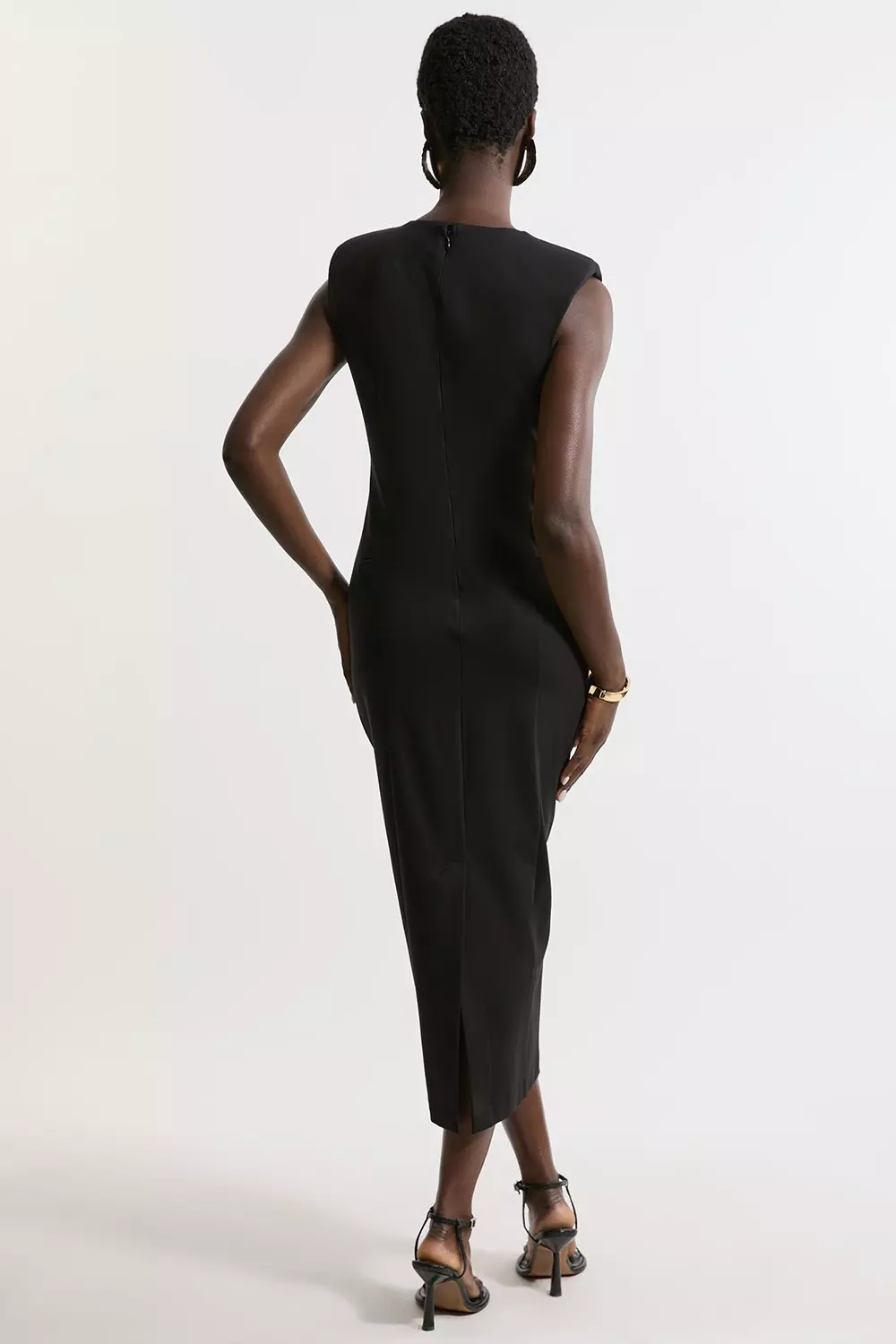 Black Dart Detail Luxe Ponte Jersey Midi Dress  alternative image