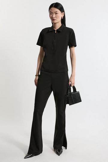 Luxe Ponte Jersey Flared Trousers black