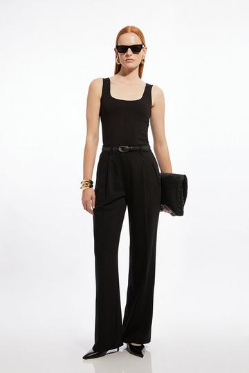 Black Tailored Straight Leg Trousers