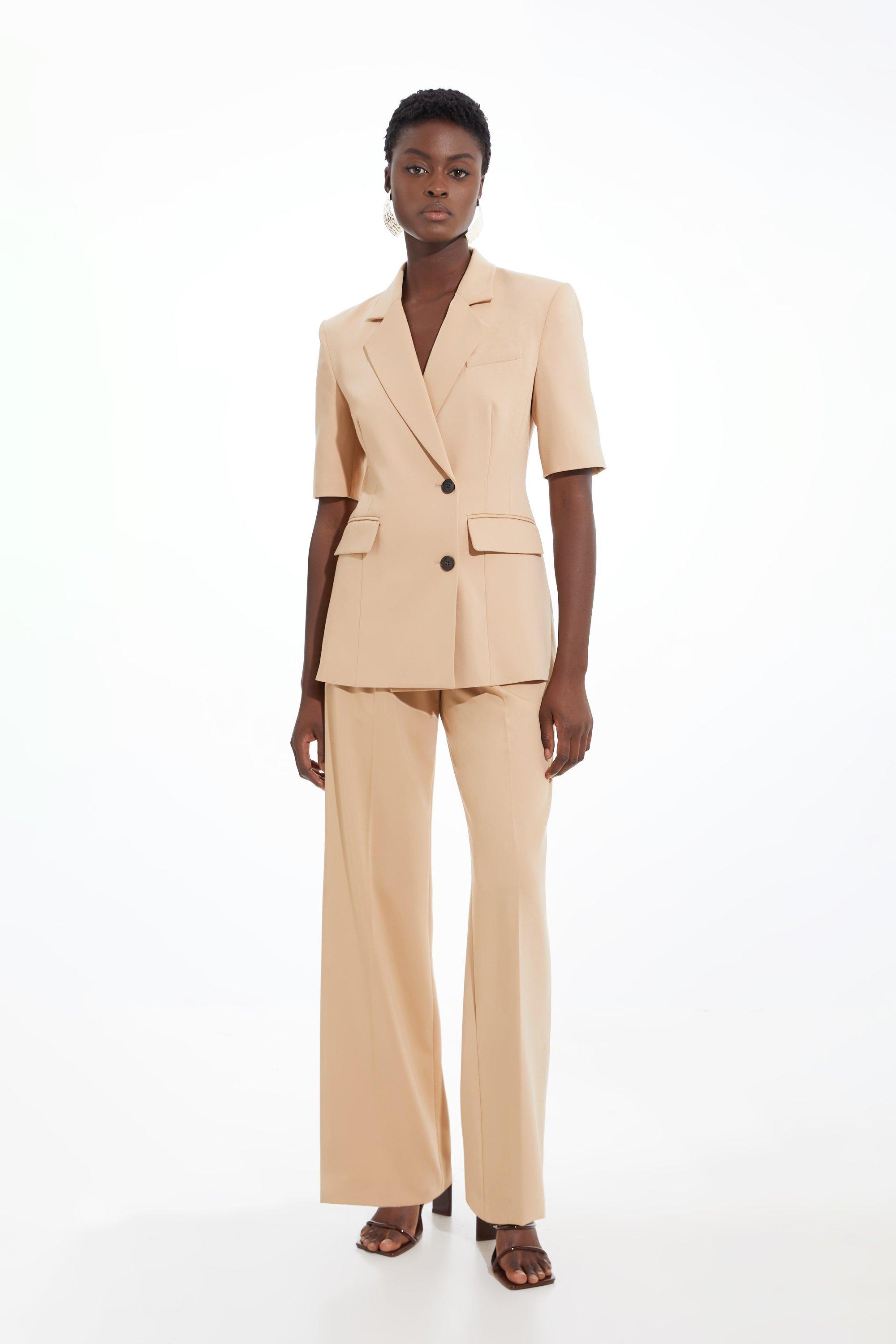 Camel Tailored Straight Leg Trousers