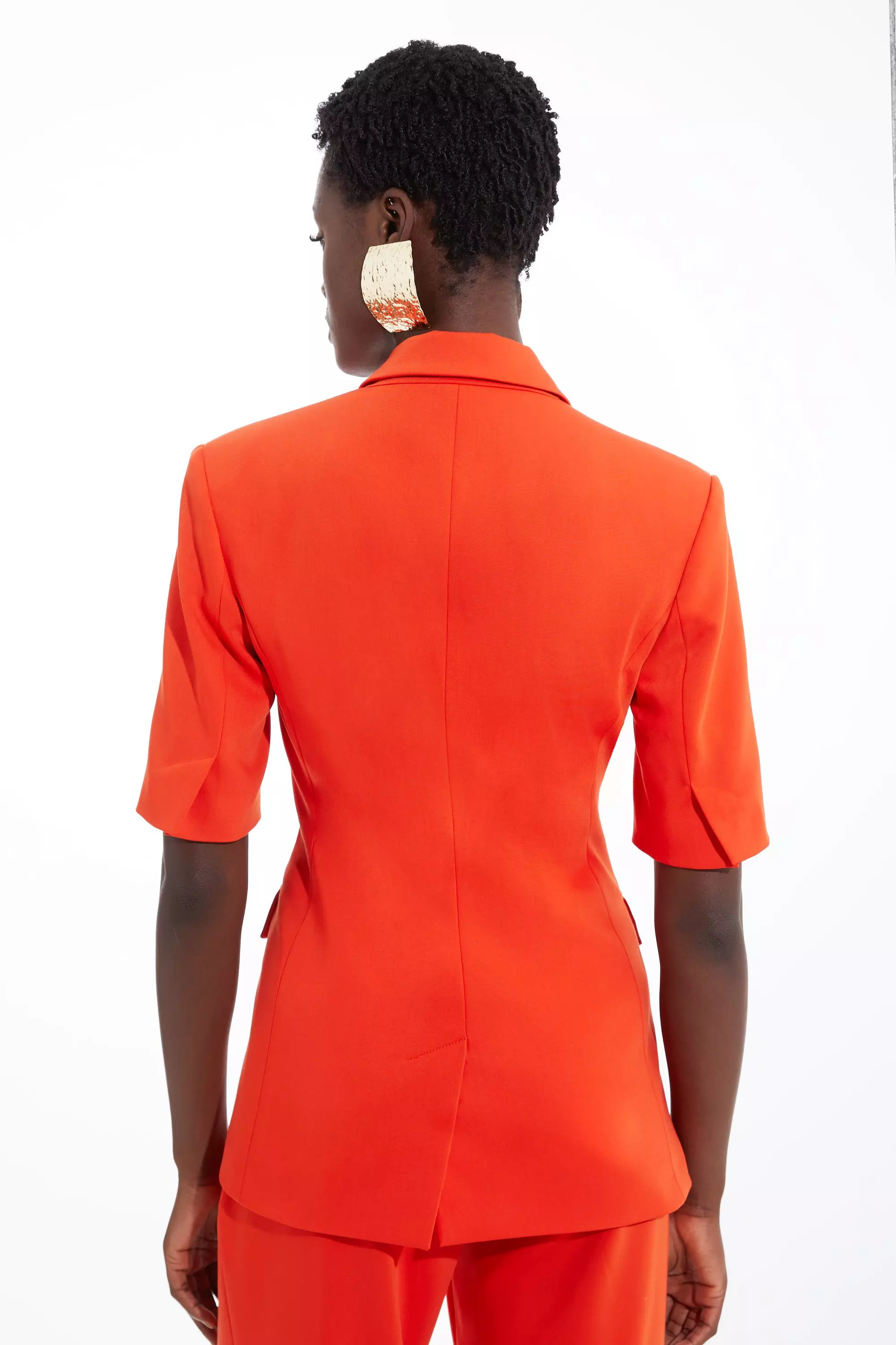 Red Tailored Short Sleeve Blazer Jacket alternative image