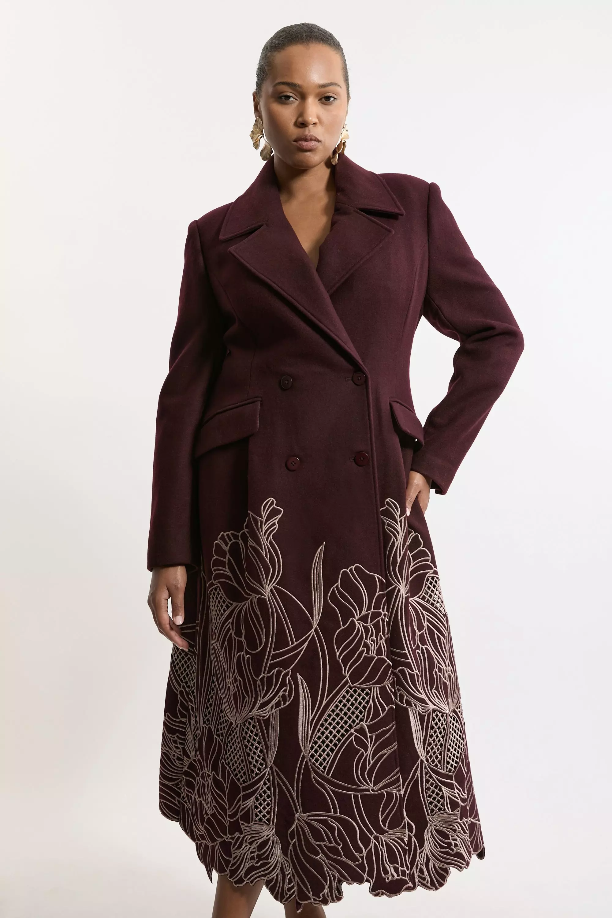 Plus size burgundy coat best sale