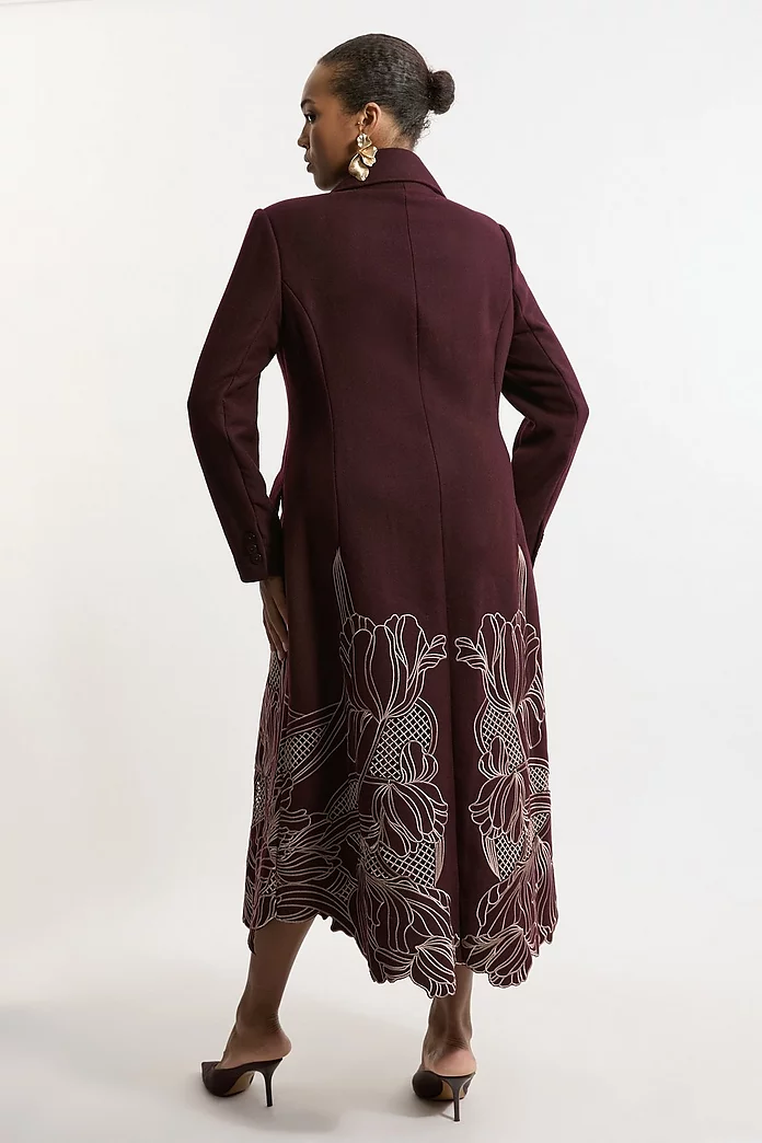 Lydia Millen Plus Size Wool Blend Floral Cutwork Flared Lydia Millen Plus Size Wool Blend Floral Cutwork Flared