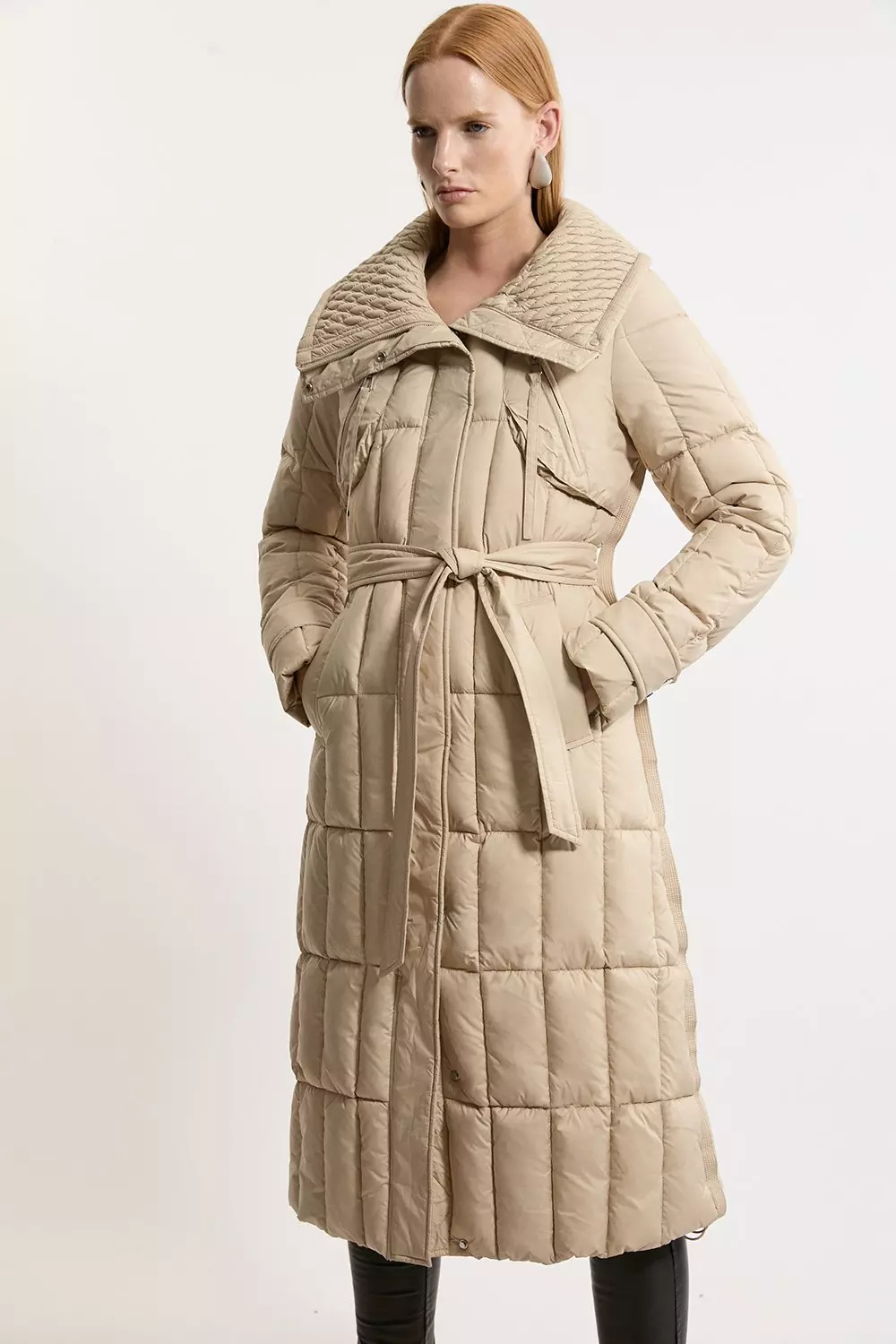 Quilted Belted Puffer Coat Karen Millen