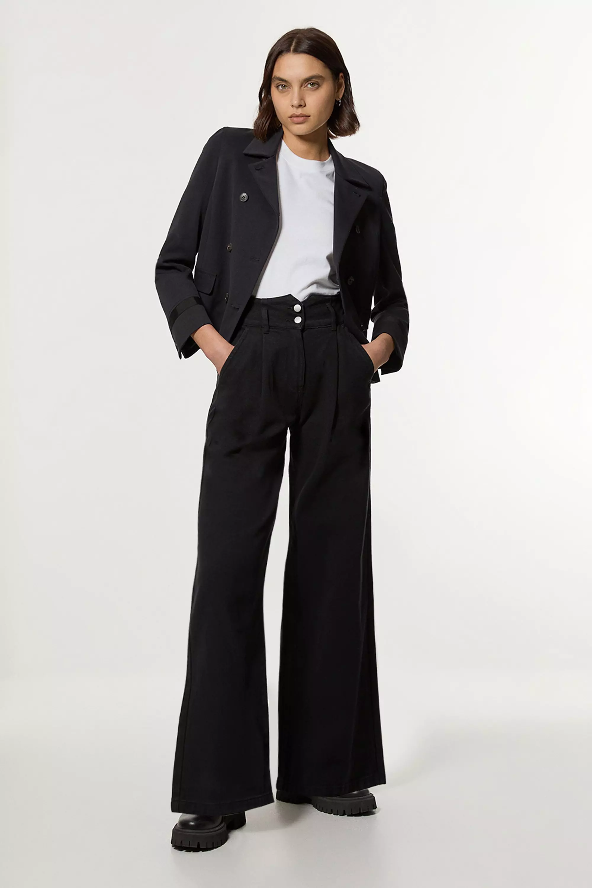 Black flowy trousers best sale