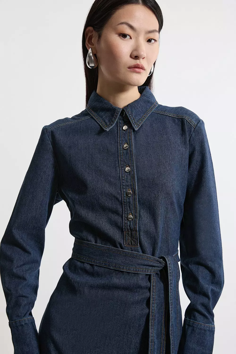 Her lip to Denim Shirt Belted Dress 新品