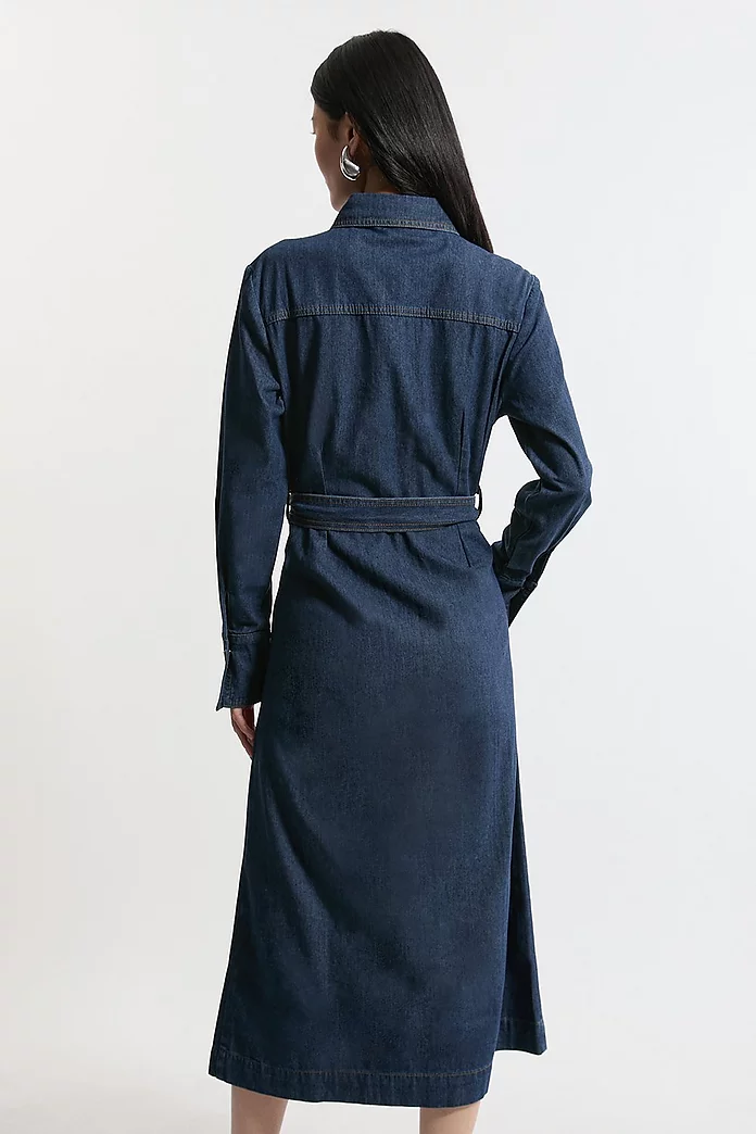 Denim Belted Maxi Shirt Dress | Karen Millen Denim Belted Maxi Shirt Dress | Karen Millen