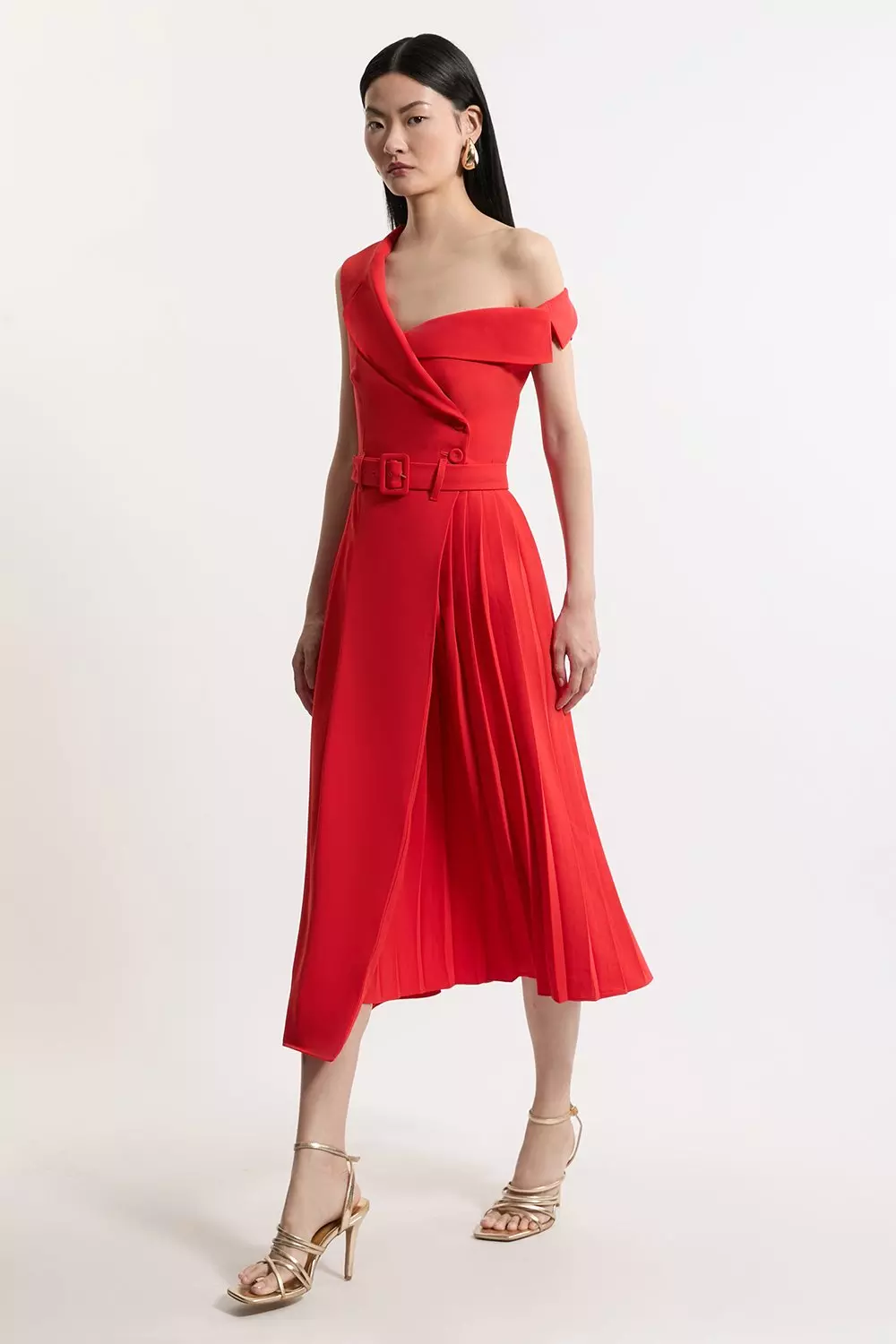 Karen millen pleated midi dress online