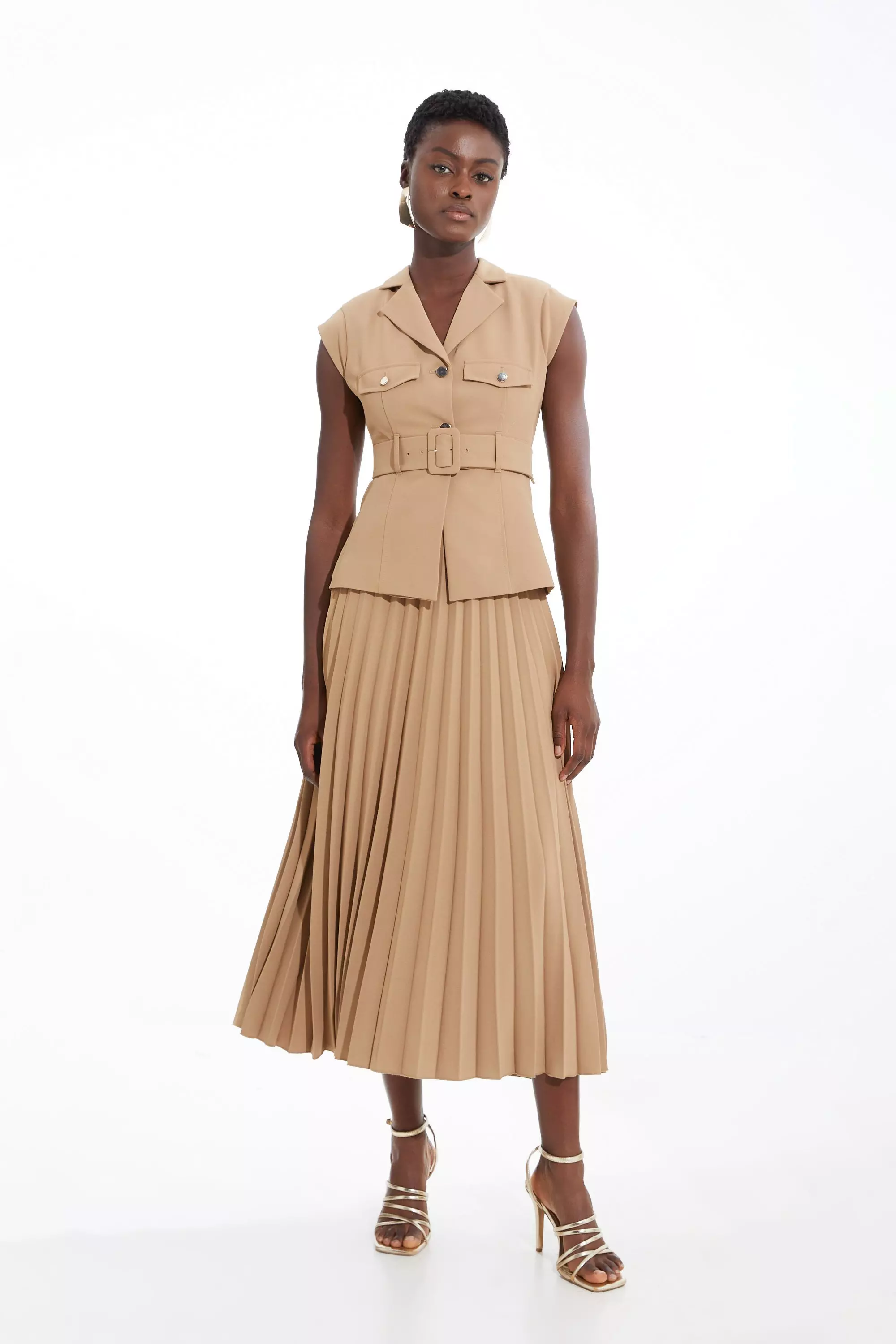 Pleated midi occasion dress hotsell