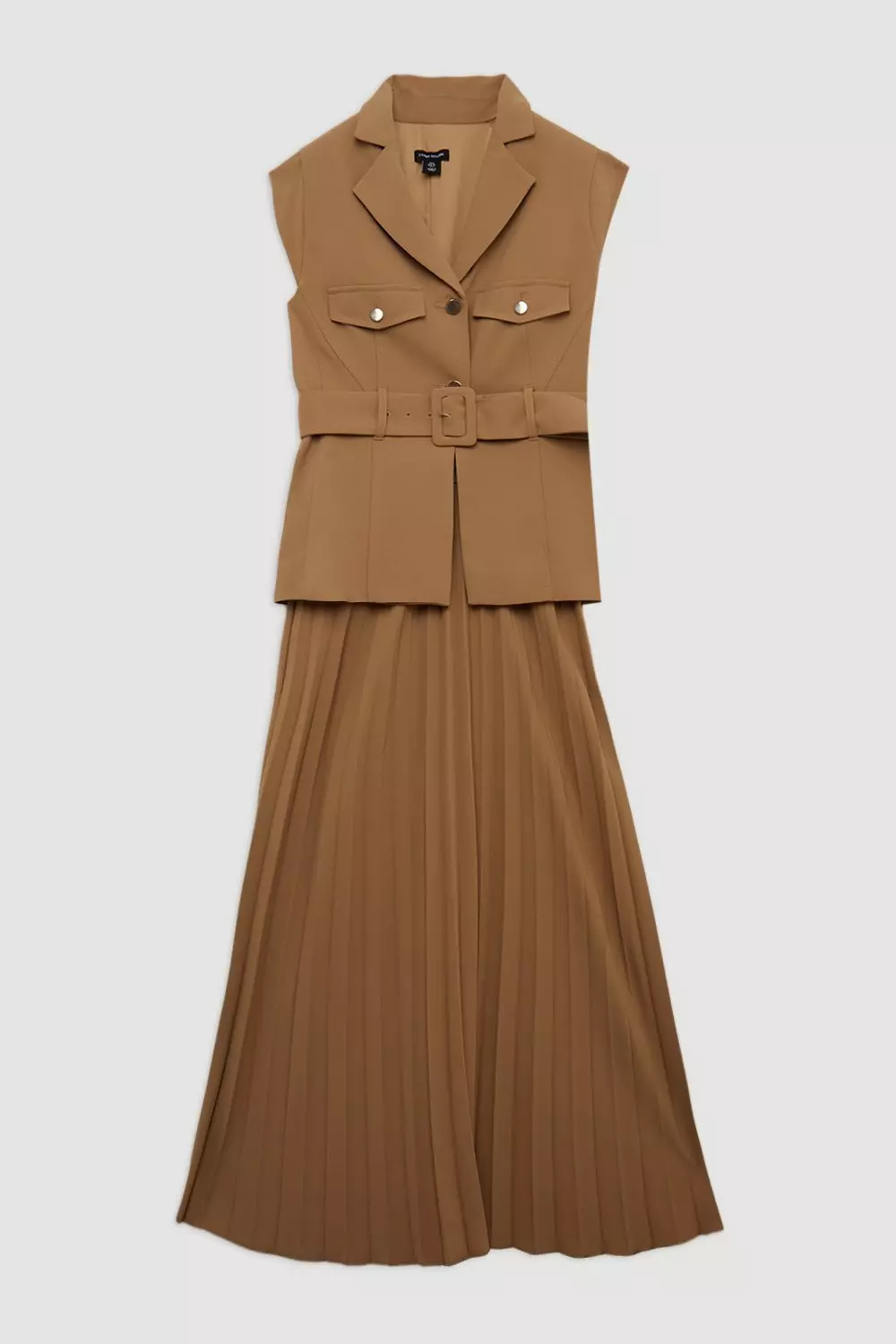 【Karen Millen】クレープ ロールネック ベルト プリーツミディ Karen Millen】クレープ ロールネック ベルト プリーツミディ