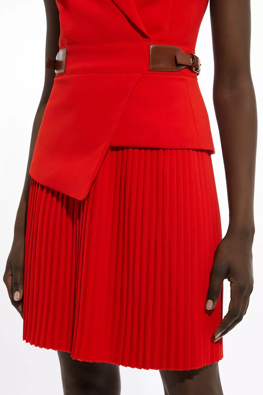 Karen millen red pleated dress best sale