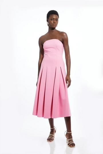 Petite Compact Stretch Tailored Midi Prom Dress blush