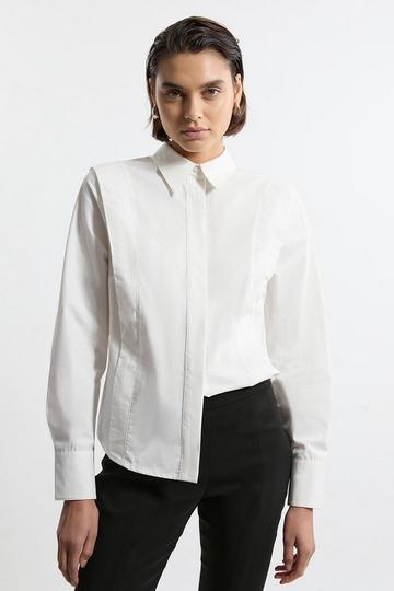 Tailored Pin Tuck Waist Shirt ivory