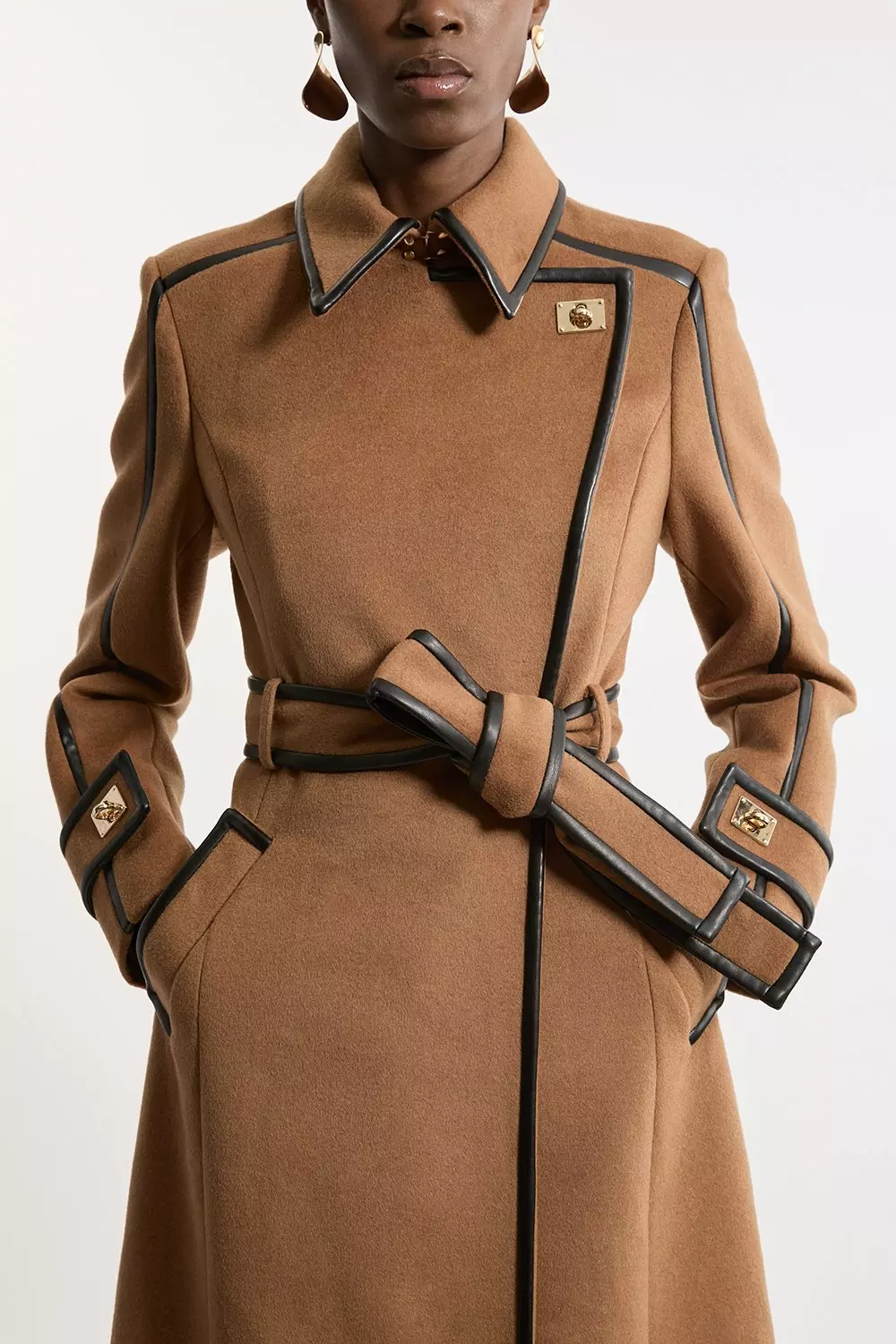 Belted wool trench coat online