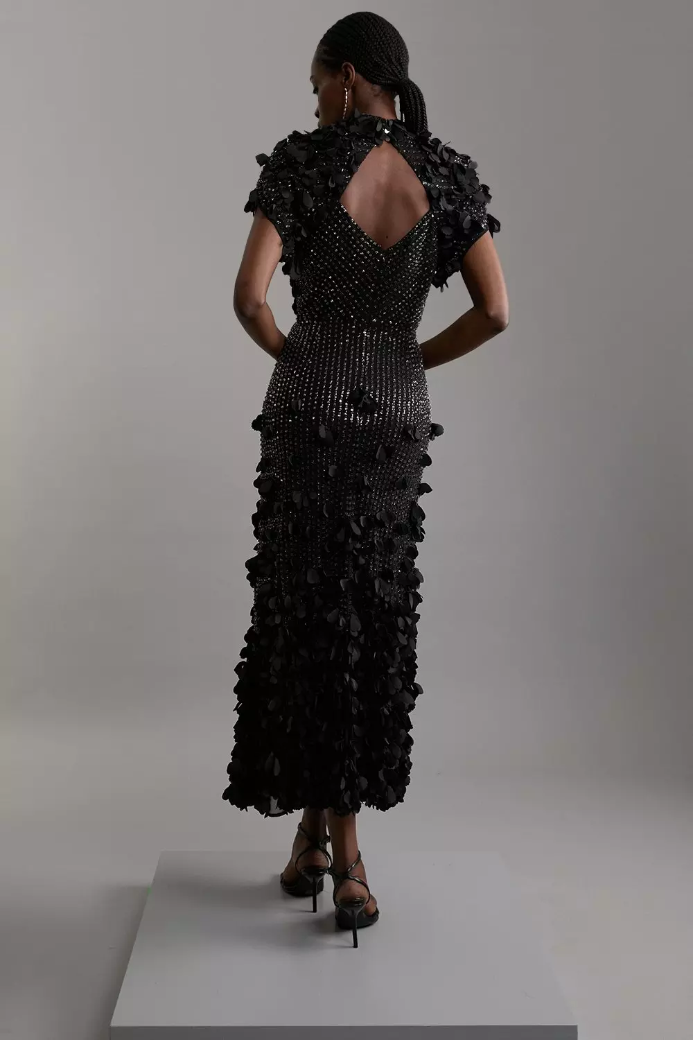 Petite Crystal Applique Angel Sleeve Midaxi Dress | Karen Millen