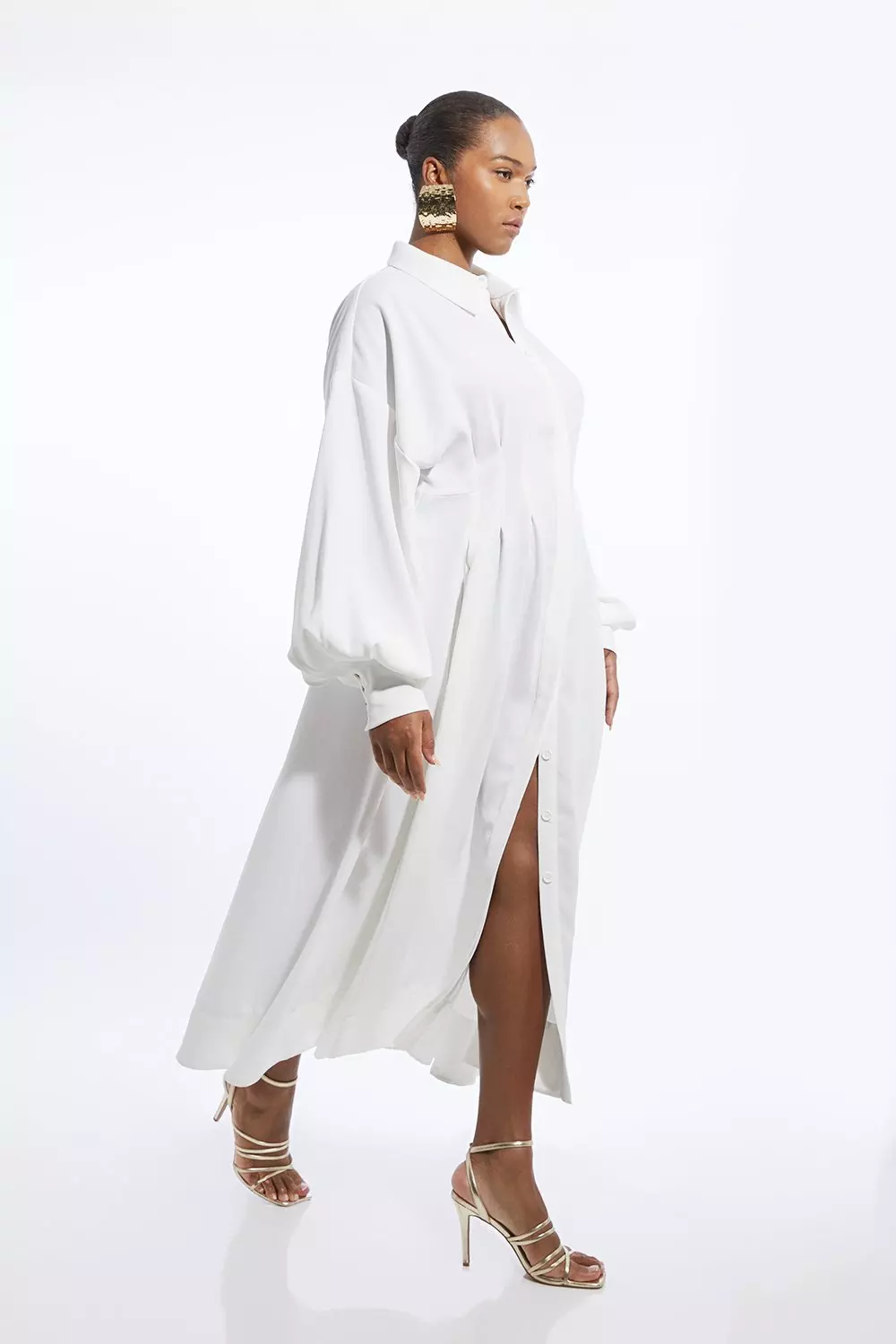Embroidered Floral Woven Button Up Maxi Dress | Karen Millen