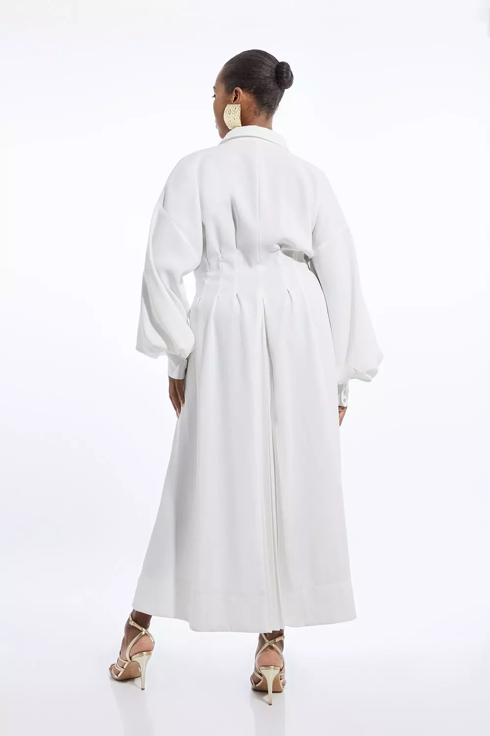 Plus Size Compact Stretch Viscose Long Sleeve Woven Maxi