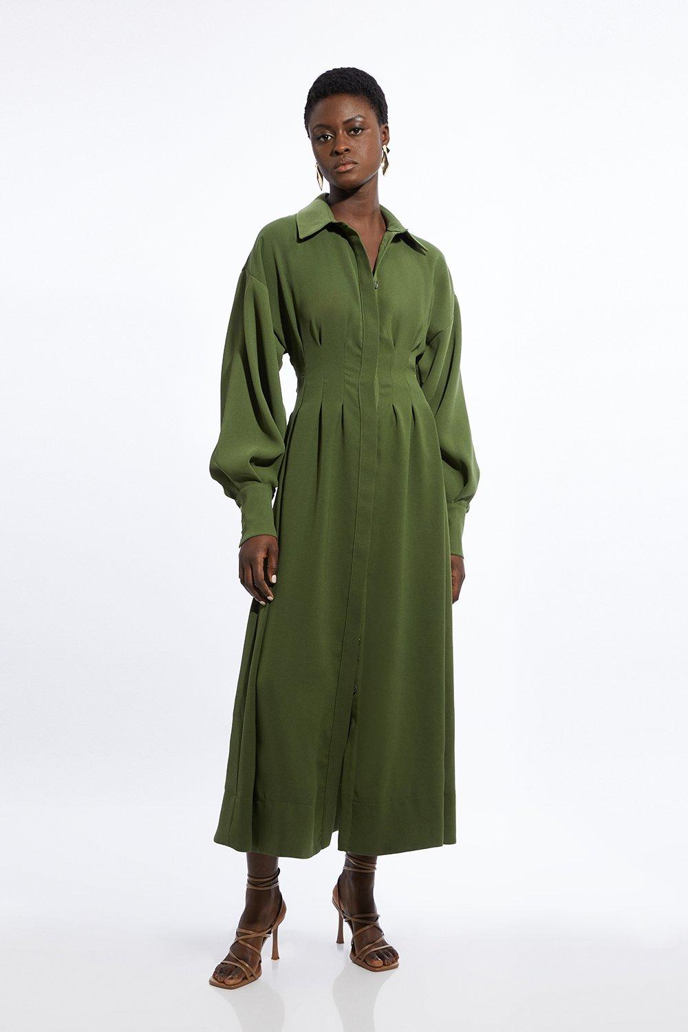 Khaki green long sleeve dress hotsell