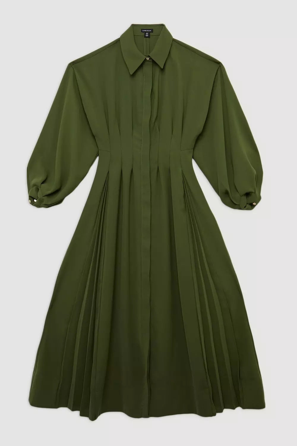 Petite Compact Stretch Viscose Long Sleeve Woven Maxi Shirt