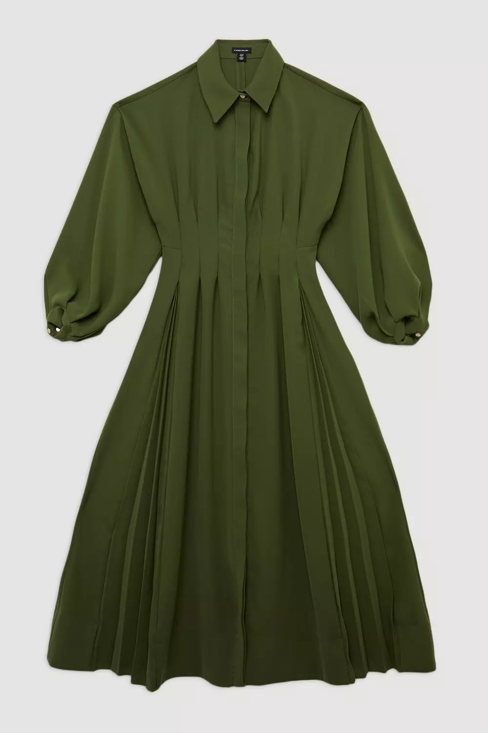 Compact Stretch Viscose Long Sleeve Woven Maxi Shirt Dress Karen Millen