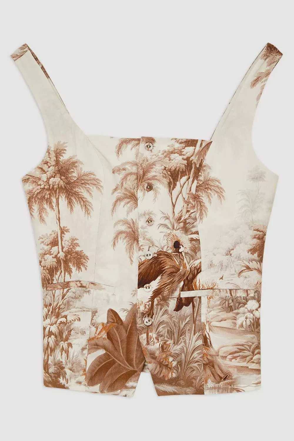 Viscose Linen Scenic Placed Print Strappy Top | Karen Millen