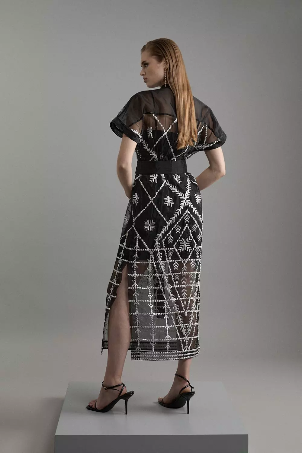 ◆KAREN MILLEN◆ Sheer Lace 織りミディスカート Sheer Lace Godet Woven Midi Skirt Co-Ord | Karen Millen
